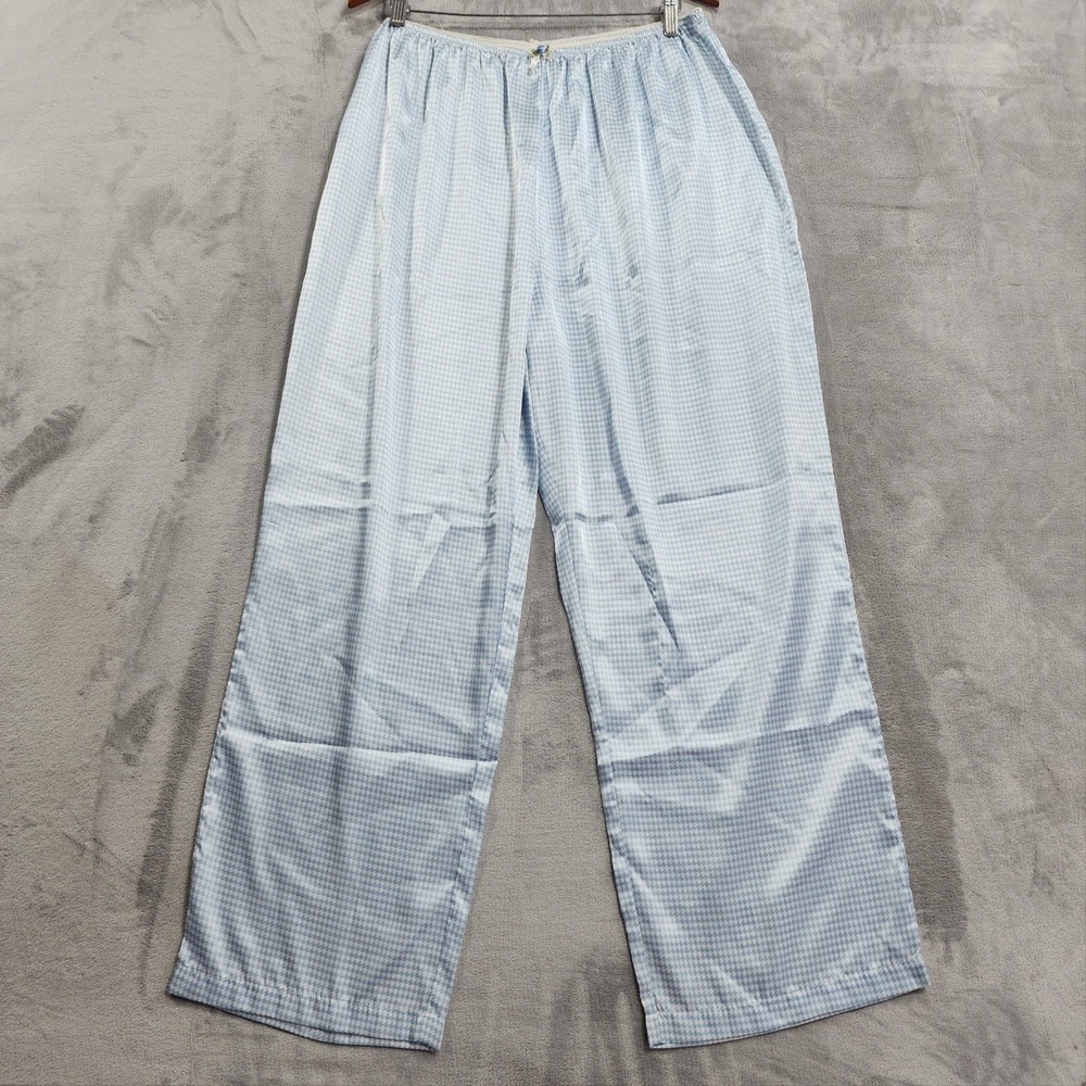 Soft Sensations Pants Womens 2X Blue Check Satin Lounge Sleep Pajama Coquette